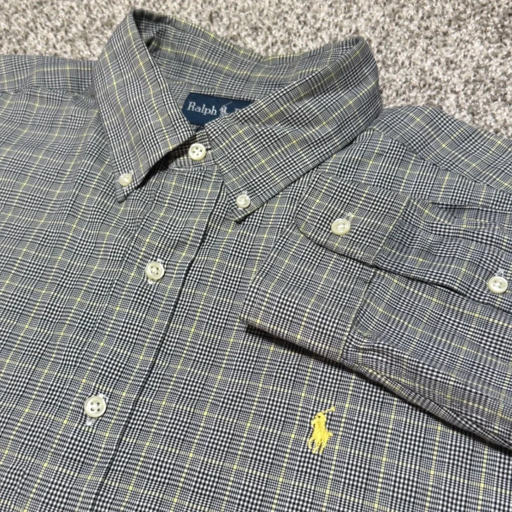 Ralph Lauren Classic Fit Long Sleeve Button Down Glen Plaid Pony Men XL
